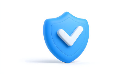 Wall Mural - cartoon 3d icon safety shield check mark perspective . blue symbol security safety icon. checkmark i