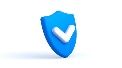 Wall Mural - cartoon 3d icon safety shield check mark perspective . blue symbol security safety icon. checkmark i