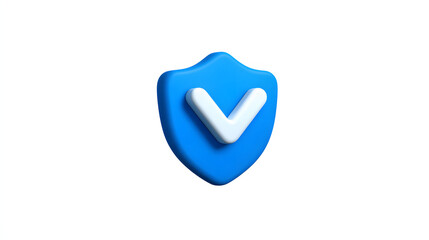 Wall Mural - cartoon 3d icon safety shield check mark perspective . blue symbol security safety icon. checkmark i