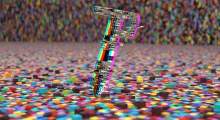 Colorful letter T formed from cubes digital art concept