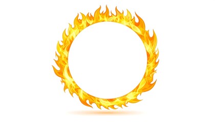 Wall Mural - fire circle shape, isolated on white background