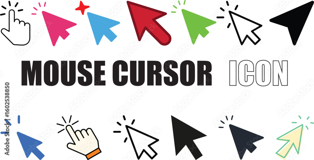 Vetor Mouse click cursor arrow icon, mouse click icon, mouse cursor ...