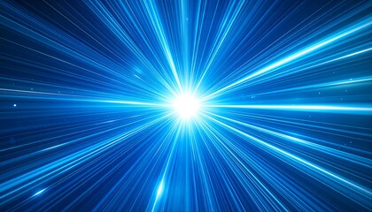 Wall Mural - hyperspace tunnel, radiating energy and light, bright stars illuminate the blue explosion, futuristi