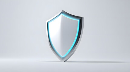 Wall Mural - cyber security safety shield in minimalistic style. 3d vector illustration. white background