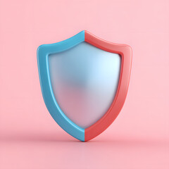 Wall Mural - cyber security safety shield in minimalistic style. 3d vector illustration. white background