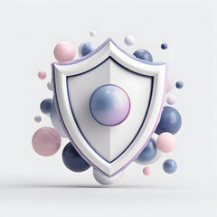Wall Mural - cyber security safety shield in minimalistic style. 3d vector illustration. white background
