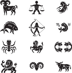 zodiac symbols collection featuring astrological signs and constellations