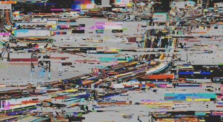 Glitch effect cityscape abstract digital distortion