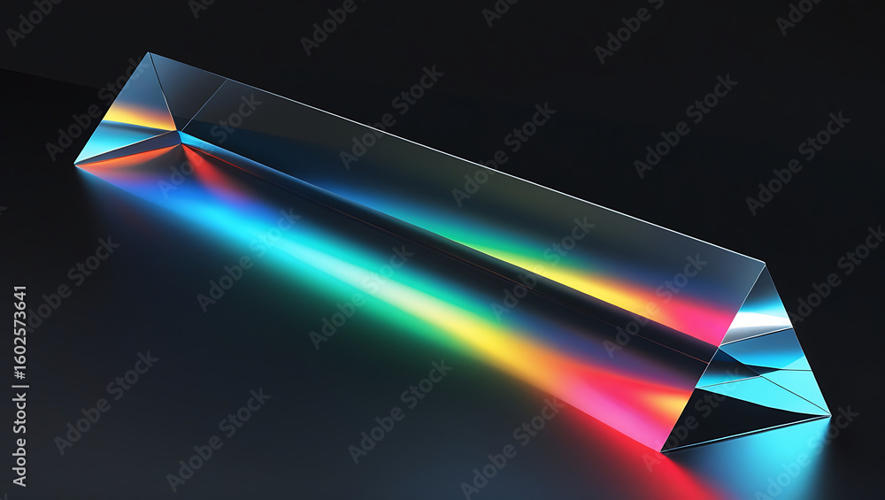 Triangular Glass Prism Splitting White Light into Vivid Rainbow ...