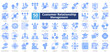© gibranicon - Customer relationship management icon set contains 50 icons including, contact, book, onboarding, survey, handling, omnichannel, shopping cart, simple vector blue style.