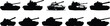 © CreativeArtist - Military tank silhouette collection, army battle tanks vector set, armored vehicle clipart