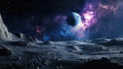 Wall Mural - A vibrant depiction of the cosmos, showcasing our planet Earth among stars and nebulae.