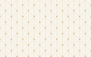 Wall Mural - elegant art deco seamless pattern featuring a subtle golden geometric design with linear and dot acc