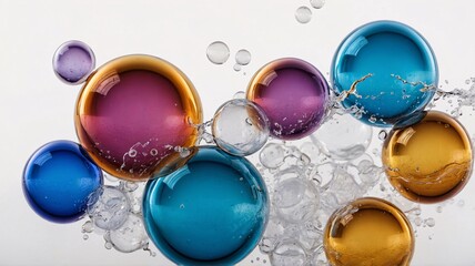 Wall Mural - colorful bubbles in water create an enchanting visual display with vibrant hues of blue, purple, and