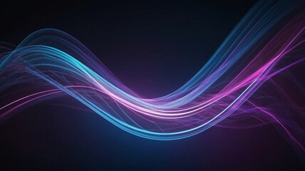 Wall Mural - abstract flowing waves in vibrant blue and purple shades create a dynamic visual on a dark backgroun
