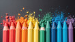 © Oran - Colorful crayons arranged in vibrant spectrum, showcasing variety of hues with powder scattered around, creating artistic and playful atmosphere