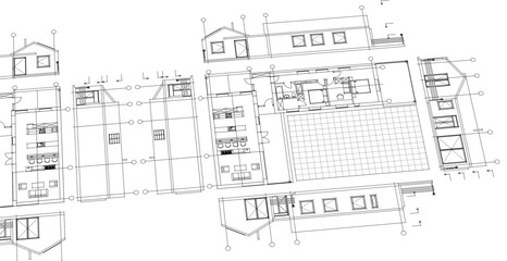 Wall Mural - house architectural project sketch 3d illustration