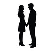 © Design planet1001 - Couple holding hands facing each other silhouette black and white