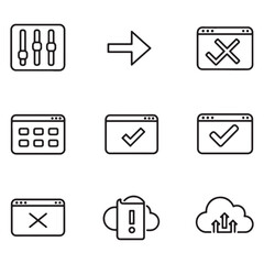 A collection of modern line art interface icons for application and website design