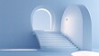 © FauziNh - Light blue minimalist room with stairs and arches