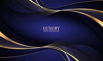 Wall Mural - abstract wave gold ribbon curve on red luxury background vector
