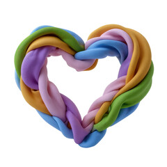 Wall Mural - colorful heart shape made of twisted fabric in soft pastel tones