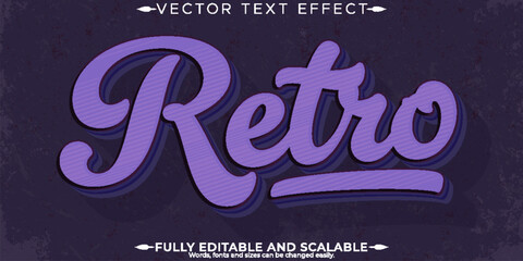 Wall Mural - retro sticker text effect, editable 70s and 80s text style