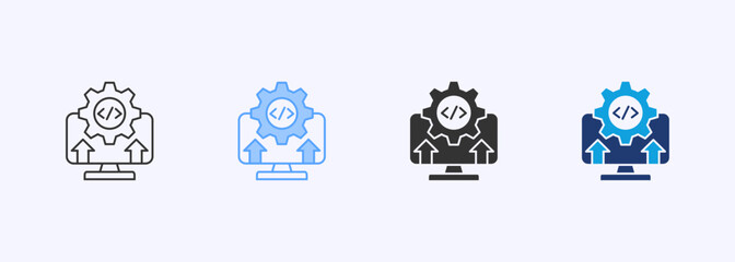 Code Deployment Icon Set Multiple Style Collection