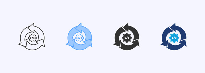 Continuous Integration Icon Set Multiple Style Collection