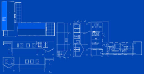 Wall Mural - house architectural project sketch 3d illustration