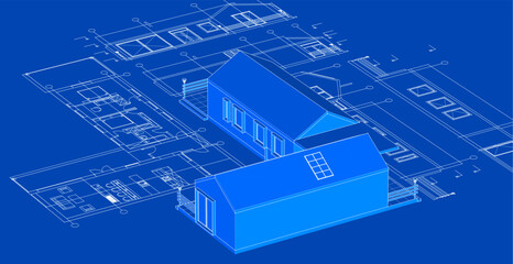 Wall Mural - house architectural project sketch 3d illustration