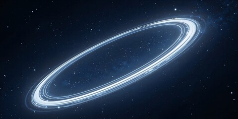 Wall Mural - Abstract glowing silver rings orbit in air in anime style background