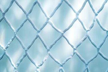 Close up of a light blue net background with diamond pattern and knotted connections