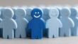 © KohXD - Blue person surrounded by a group of diverse individuals representing motivation analysis and supportive team dynamics
