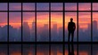 © Oleksandr - A lone figure contemplates the cityscape illuminated by the sunset, a symbol of ambition and reflection against the backdrop of urban dreams.