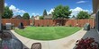 © Arceli - Backyard patio background panoramic wide angle view anime cartoon