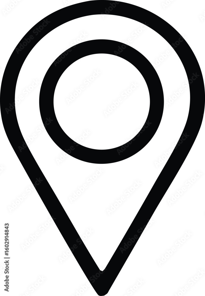 Simple outline map pin icon with inner circle Stock Vector | Adobe Stock