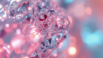 AI Editor. Shiny pink silver molecular structure with bokeh background
