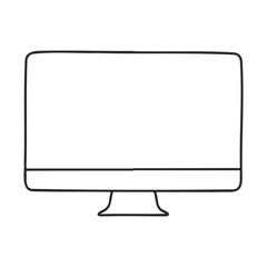 Wall Mural - Minimalist black and white computer monitor sketch with a blank screen – stock vector icon in line style