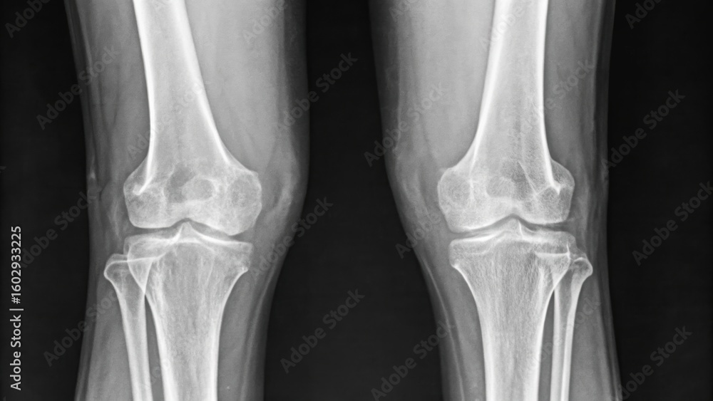 X-ray image showing detailed structure of human knees, highlighting ...