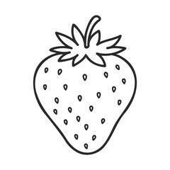 Wall Mural - Black and white strawberry outline drawing for coloring pages – stock vector icon in line style