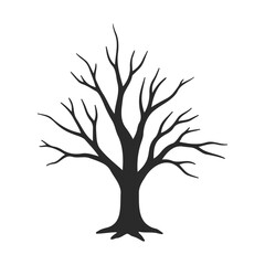 Silhouette of a bare tree with branches on white background – stock vector icon in line style