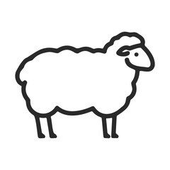 Wall Mural - Simple black and white outline of a sheep with minimalist design – stock vector icon in line style