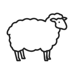 Wall Mural - Simple line art of sheep with thick wool outline illustration – stock vector icon in line style