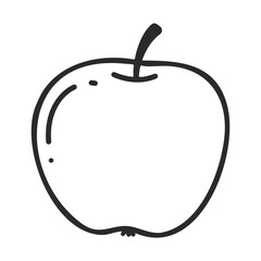 Wall Mural - Minimalist black and white apple line art on white background – stock vector icon in line style