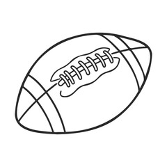 Wall Mural - Black and white outline of american football ball with stitching detail – stock vector icon in line style