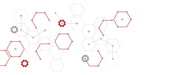 Wall Mural - abstract gray and red color geometric hexagon pattern. creative medical science and technology backg