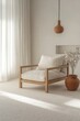 © bayuaji - Light-filled room with simple wooden armchair