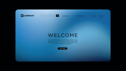 Modern company website landing page with welcome message and navigation menu