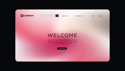 Modern website welcome page design with vibrant colors and welcoming message for online users